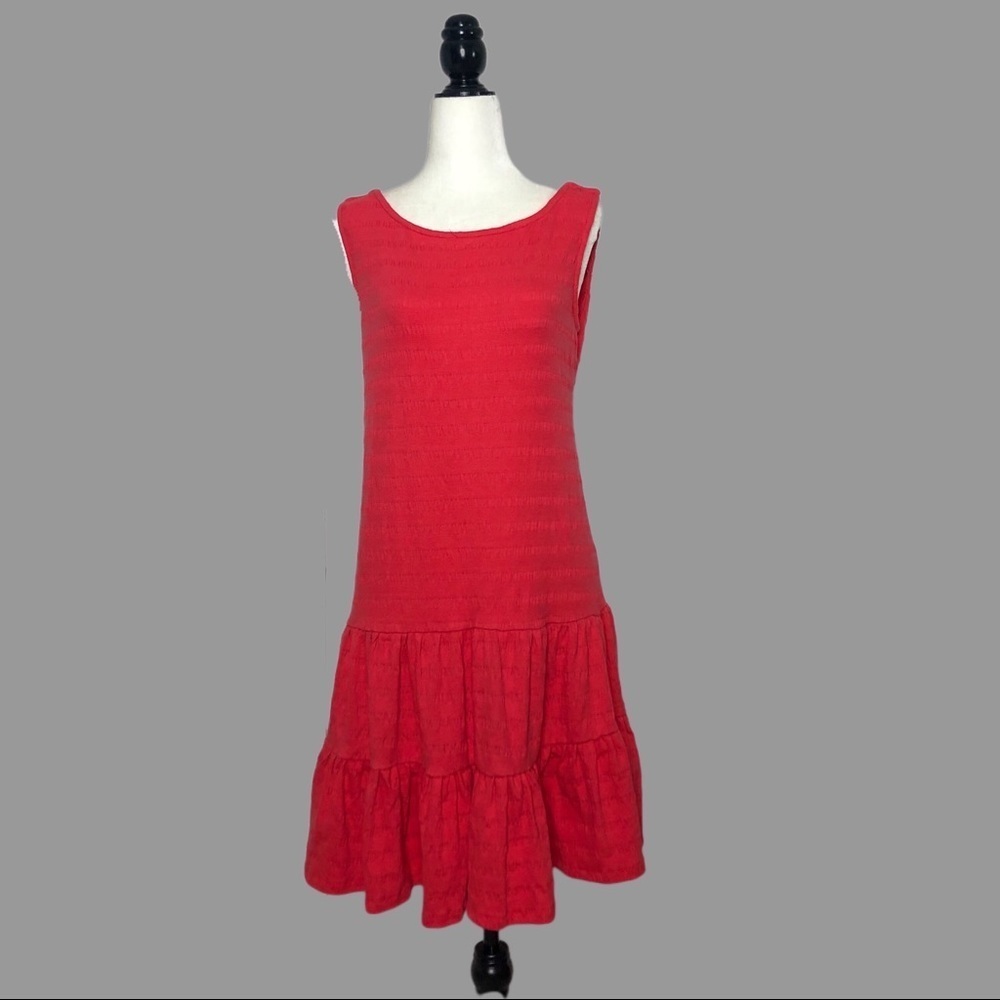💛 M 💛 NWT Anthro Dress Mini Open Back Cutout Flounced Tie Texture